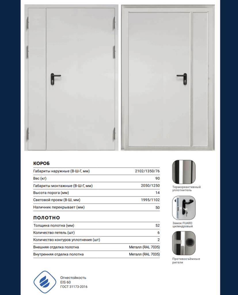 Дверь ДП-2-60-2050/1150/R — фото 5